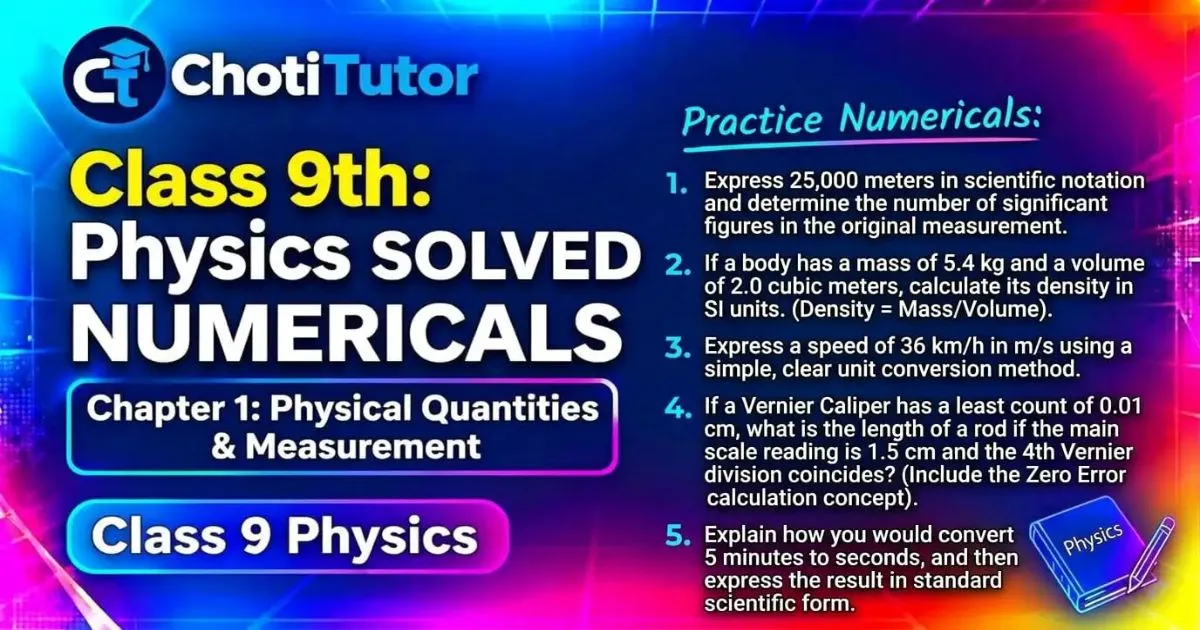 9th Class physics chapter 1 numericals solution